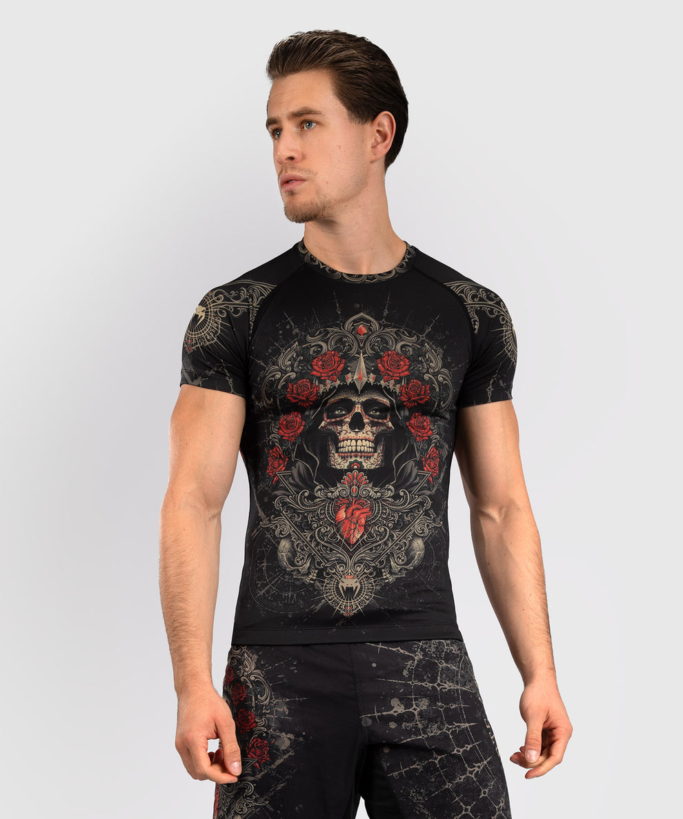Venum Santa Muerte 5.0 Rashguard s krátkým rukávem, černá - VENUM-05333-603