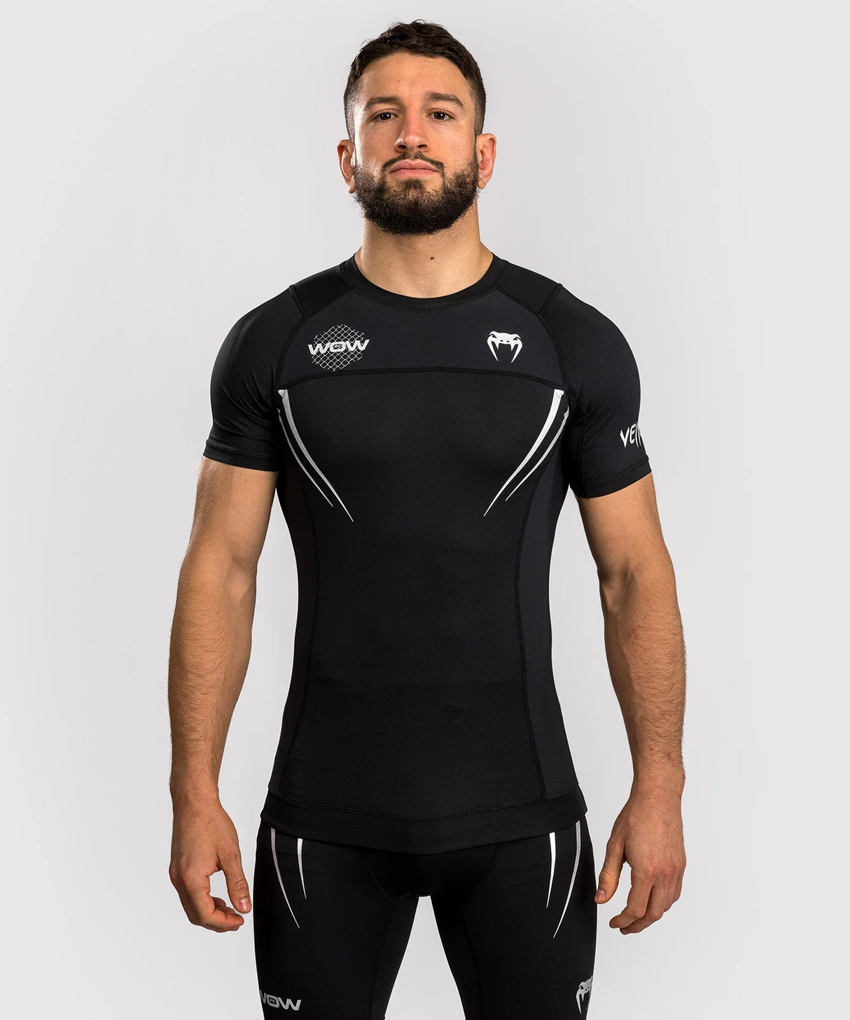 Venum rashguard x WOW FC s krátkým rukávem, černá/červená, VENUM-05921-001