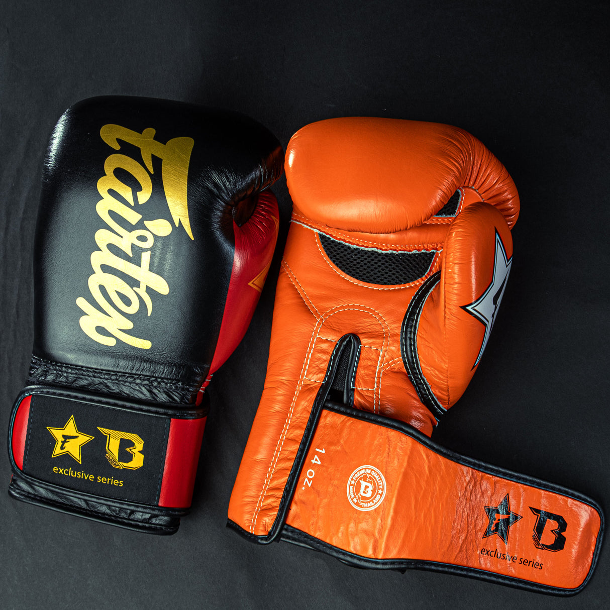 Fairtex boxerské rukavice Booster series - černá/červená, FXB BG V2 BK/RD/GD