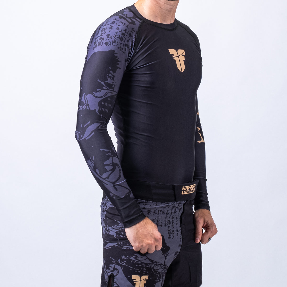 Fighter Rashguard Samurai s dlouhým rukávem - černá/zlatá, FRSG-SAM-01-LS