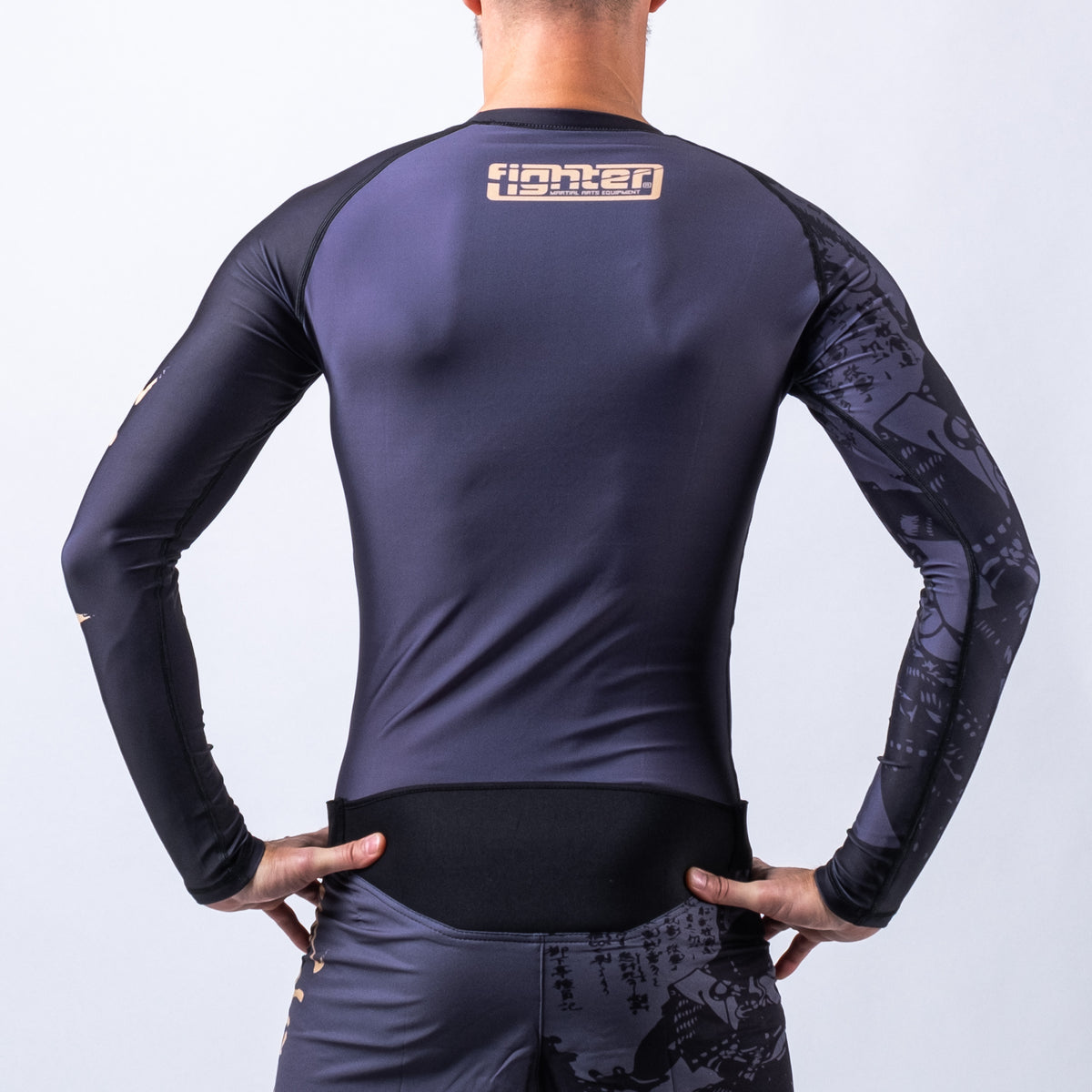 Fighter Rashguard Samurai s dlouhým rukávem - černá/zlatá, FRSG-SAM-01-LS