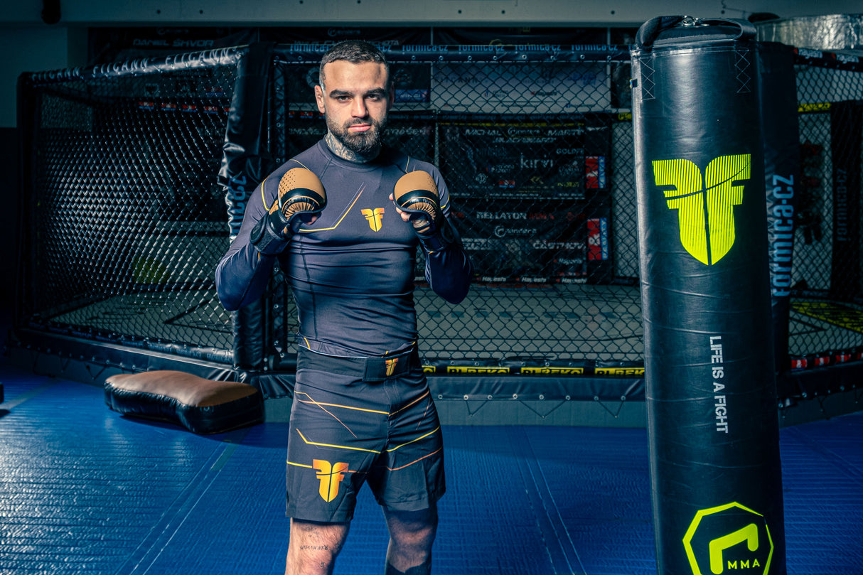 Fighter MMA rukavice Pro - černá/hnědá, FMGL-PRO-001