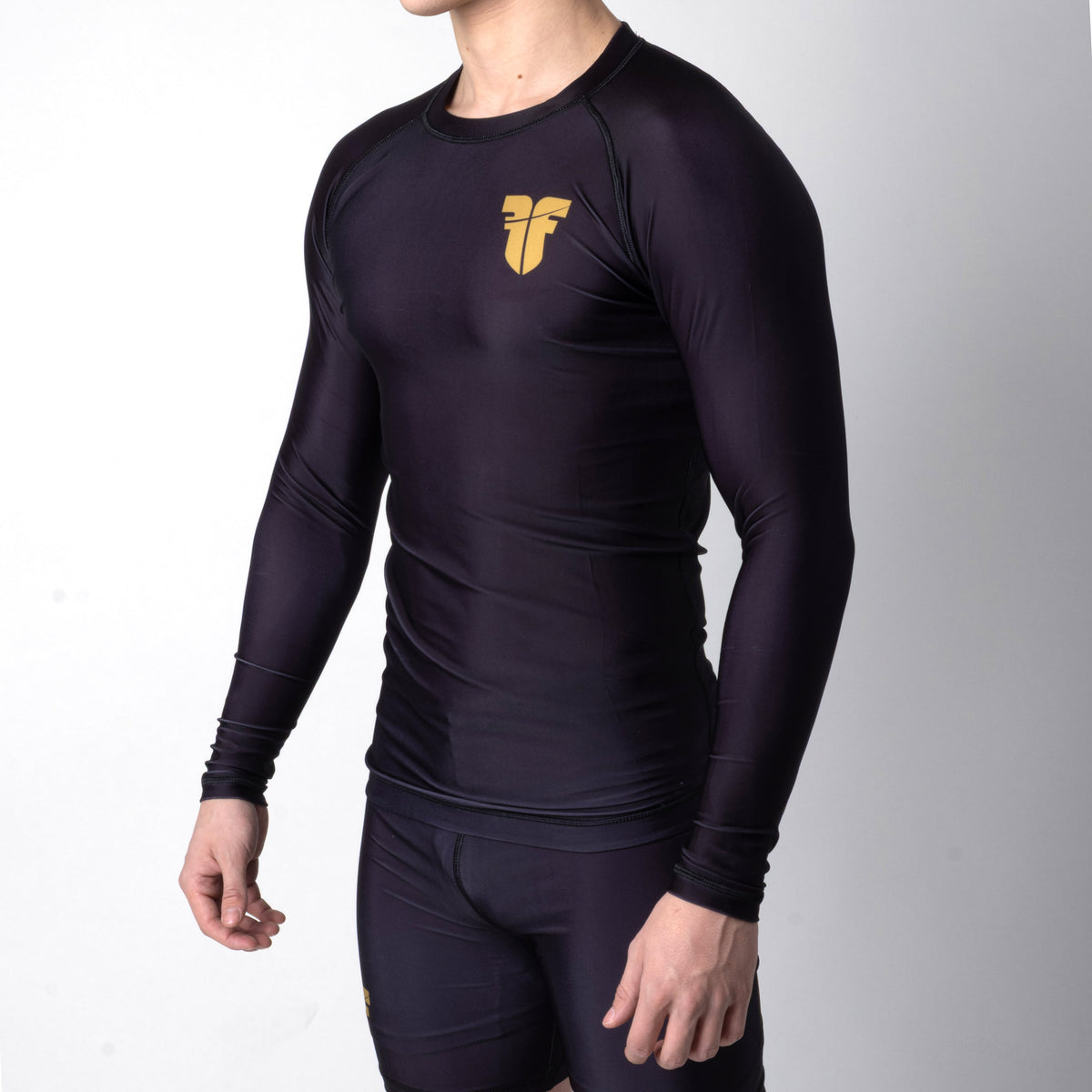 Fighter Rashguard s dlouhým rukávem - černá/zlatá, RSG-PLN-LS-01