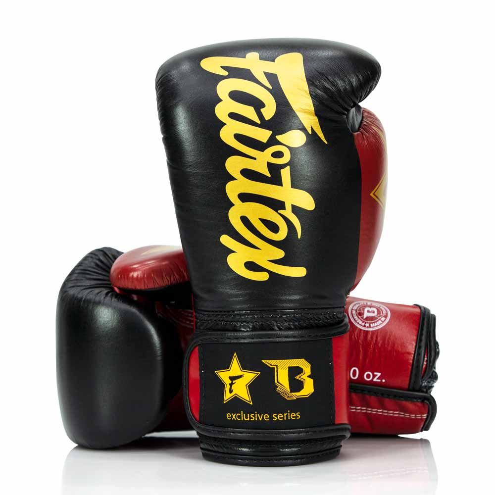 Fairtex boxerské rukavice Booster series - černá/červená, FXB BG V2 BK/RD/GD