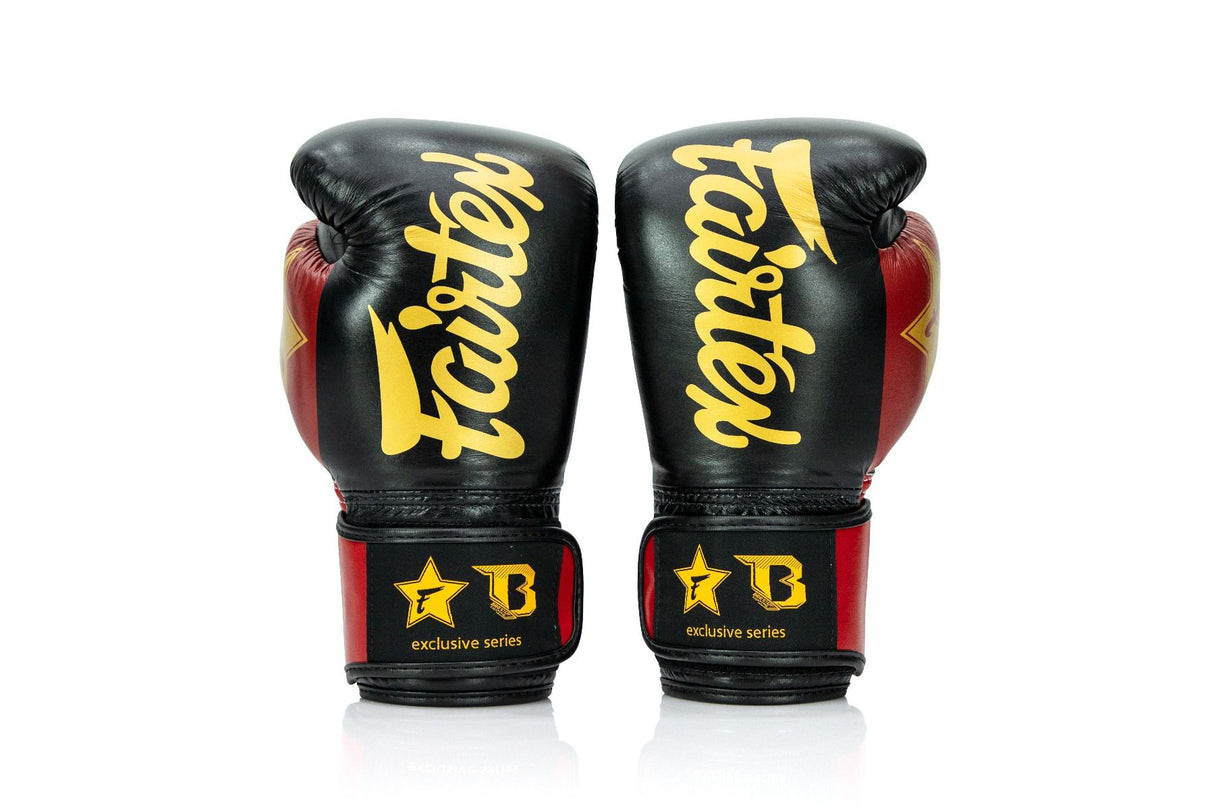 Fairtex boxerské rukavice Booster series - černá/červená, FXB BG V2 BK/RD/GD