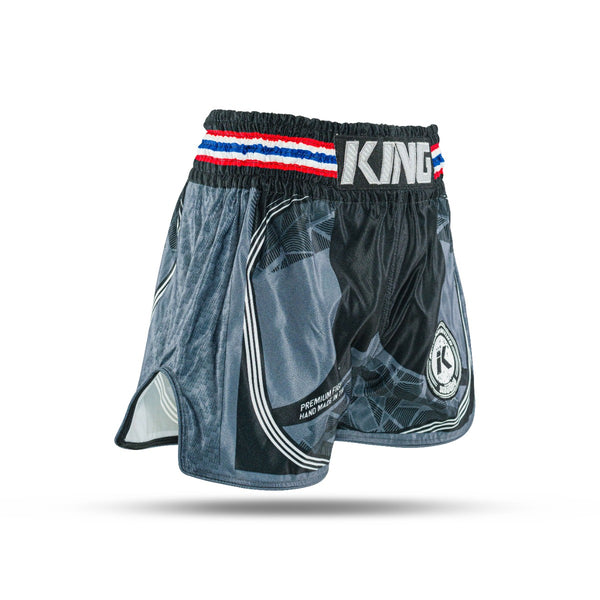 King Classic Muay Thai trenky - černá/šedá, KPB FLAG 1