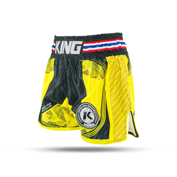 King Classic Muay Thai trenky - žlutá/černá, KPB FLAG 3