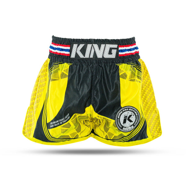 King Classic Muay Thai trenky - žlutá/černá, KPB FLAG 3