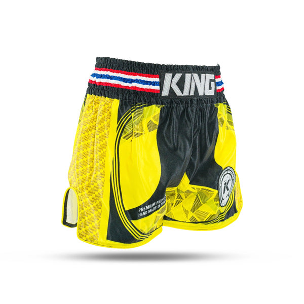 King Classic Muay Thai trenky - žlutá/černá, KPB FLAG 3