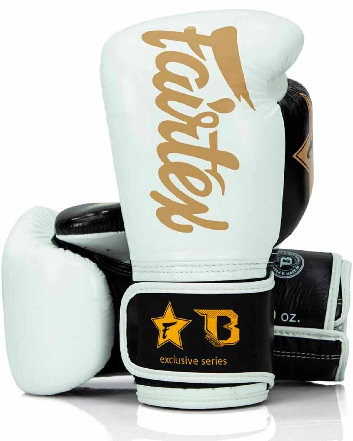 Fairtex boxerské rukavice Booster series - bílá/zlatá FXB-BG-V2-WH/BK/GOLD