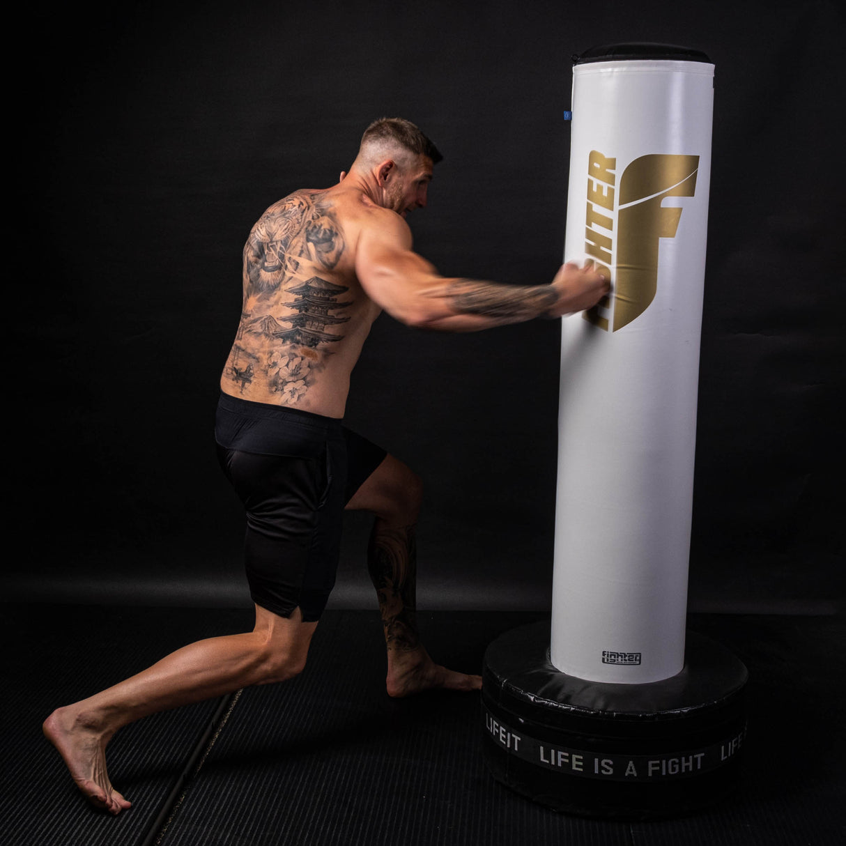 Volně stojící pytel Fighter Classic - khaki/zlatá