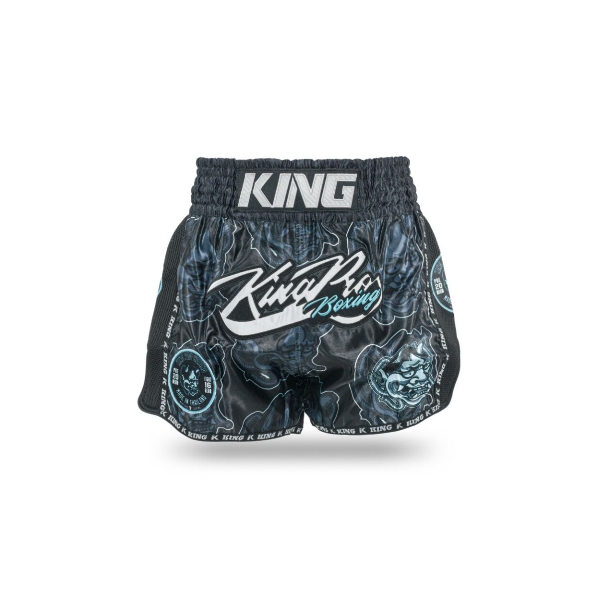 King Muay Thai trenky DEMON - černá/modrá, KPB DEMON 3