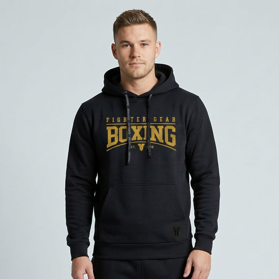 Tepláková souprava Fighter na zip, s potiskem BOXING, černá