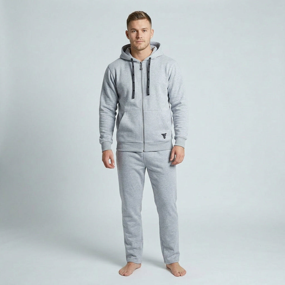 Mikina s kapucí Fighter na zip - šedá, F25HZ-09