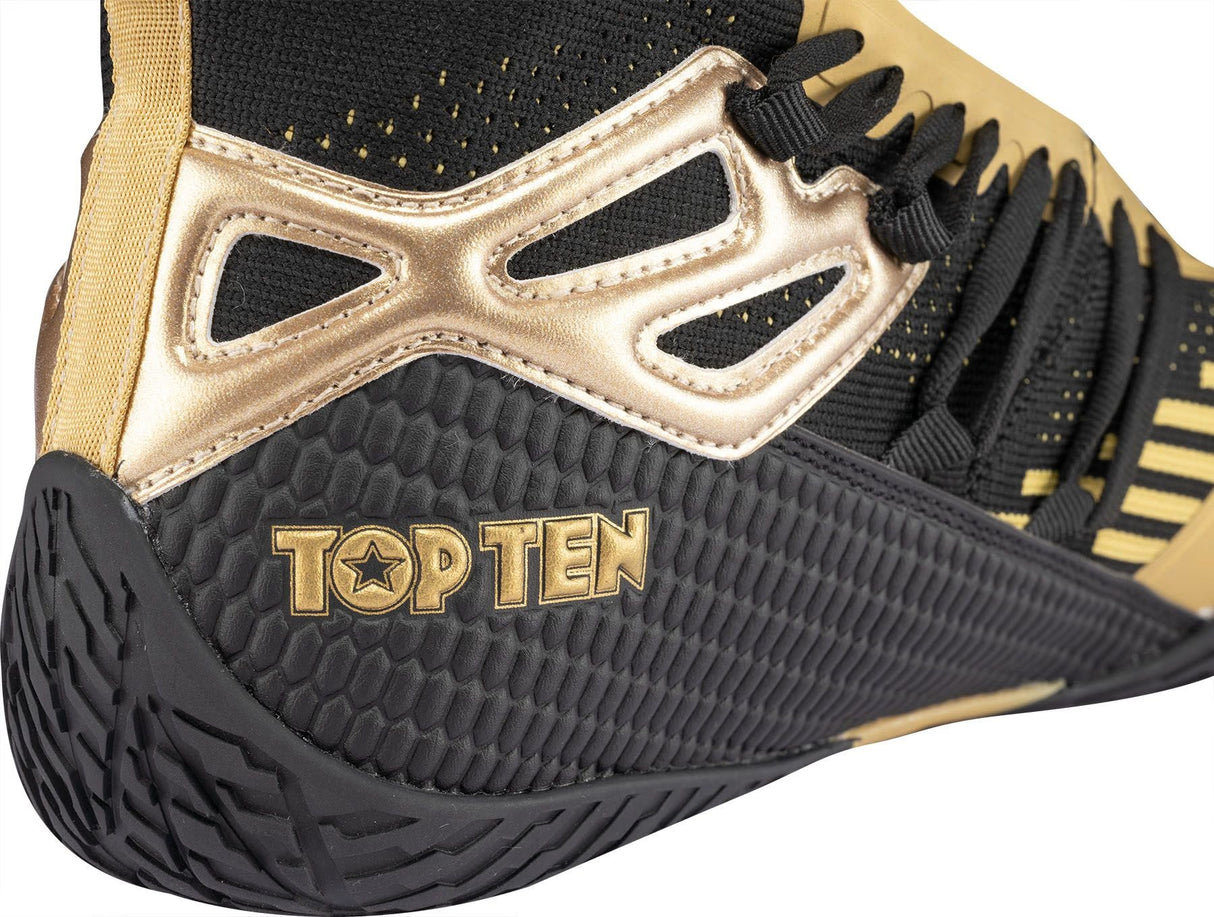 Boxerské boty TOP TEN Footworker - černá/zlatá, 1175-9