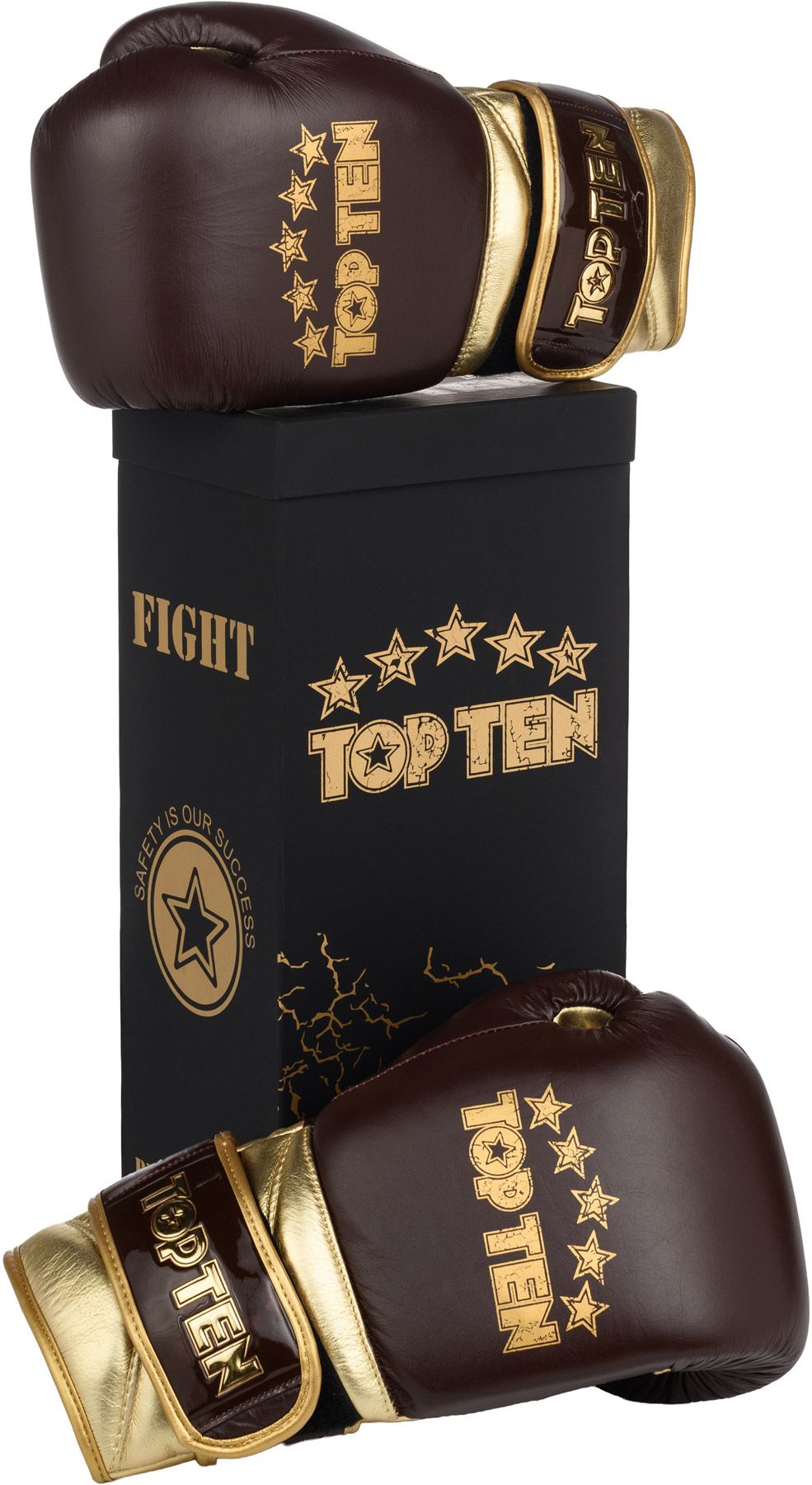 Boxerské rukavice Top Ten “Prestige”- hnědá/zlatá, 2747-8