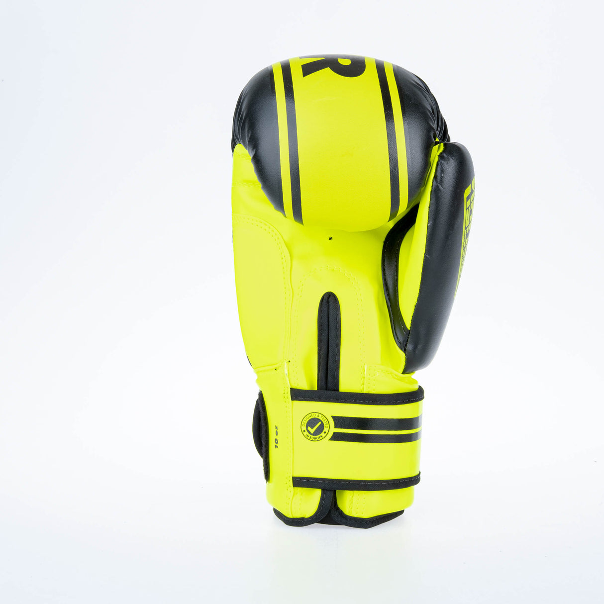 Rukavice Fighter Basic Stripe - neon žlutá