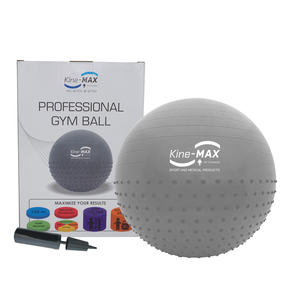 Gymnastický míč 65cm - stříbrná, GYM-65-SIL.01