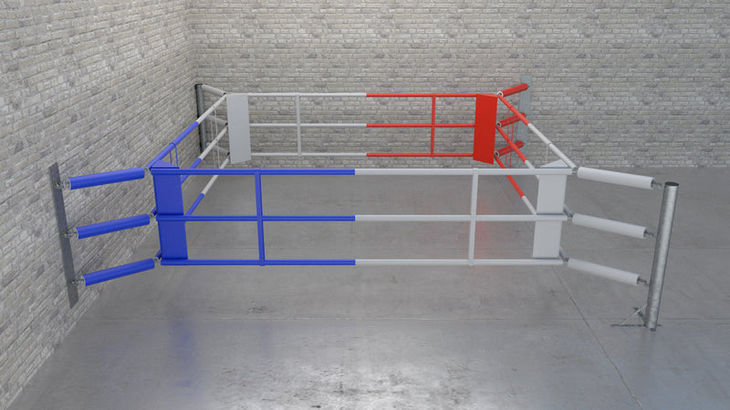Podlahový tréninkový boxerský ring FIGHTER zeď se 3 provazy, BRF-NF3W