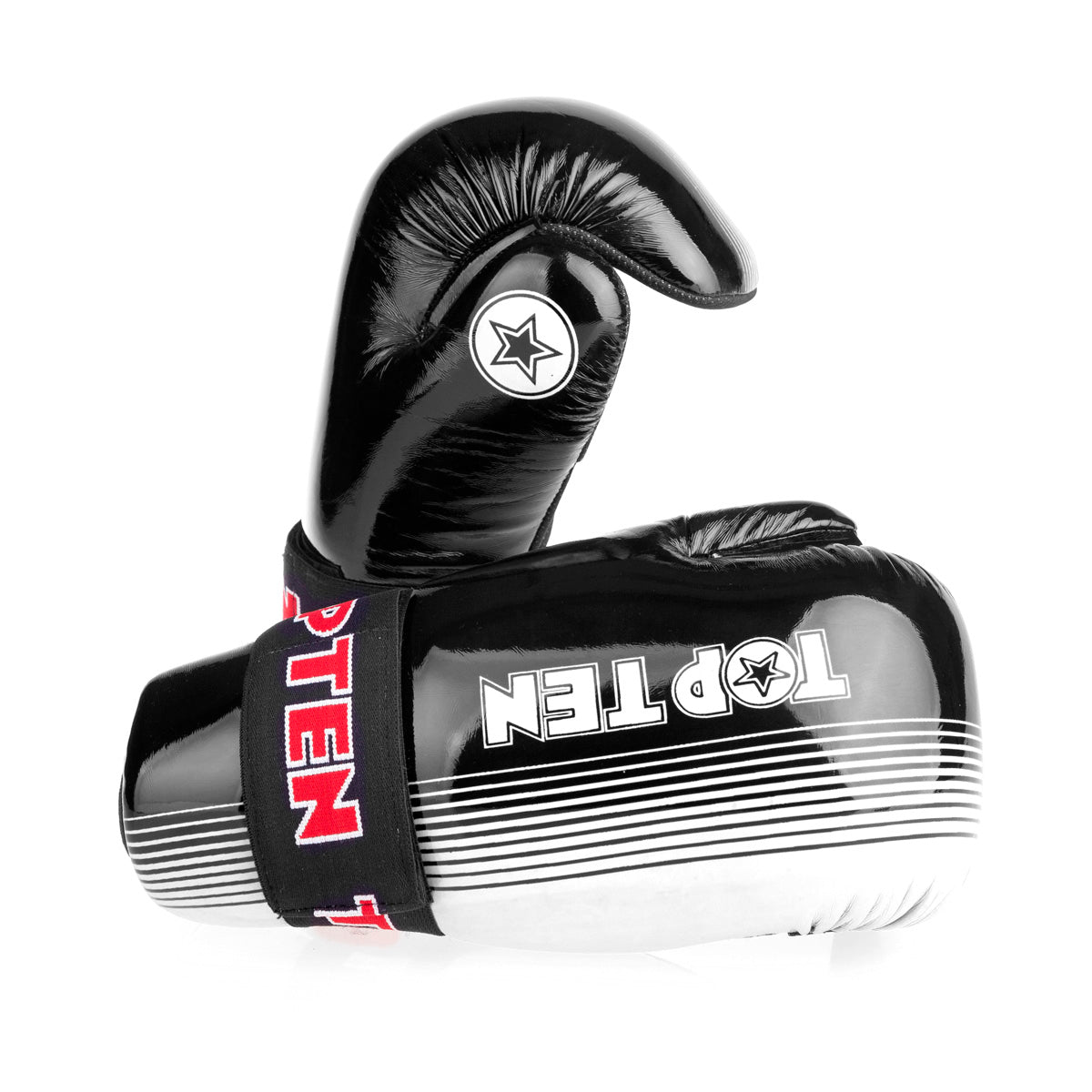 Otevřené rukavice Top Ten Glossy - černá/bílá, 2067-91LA