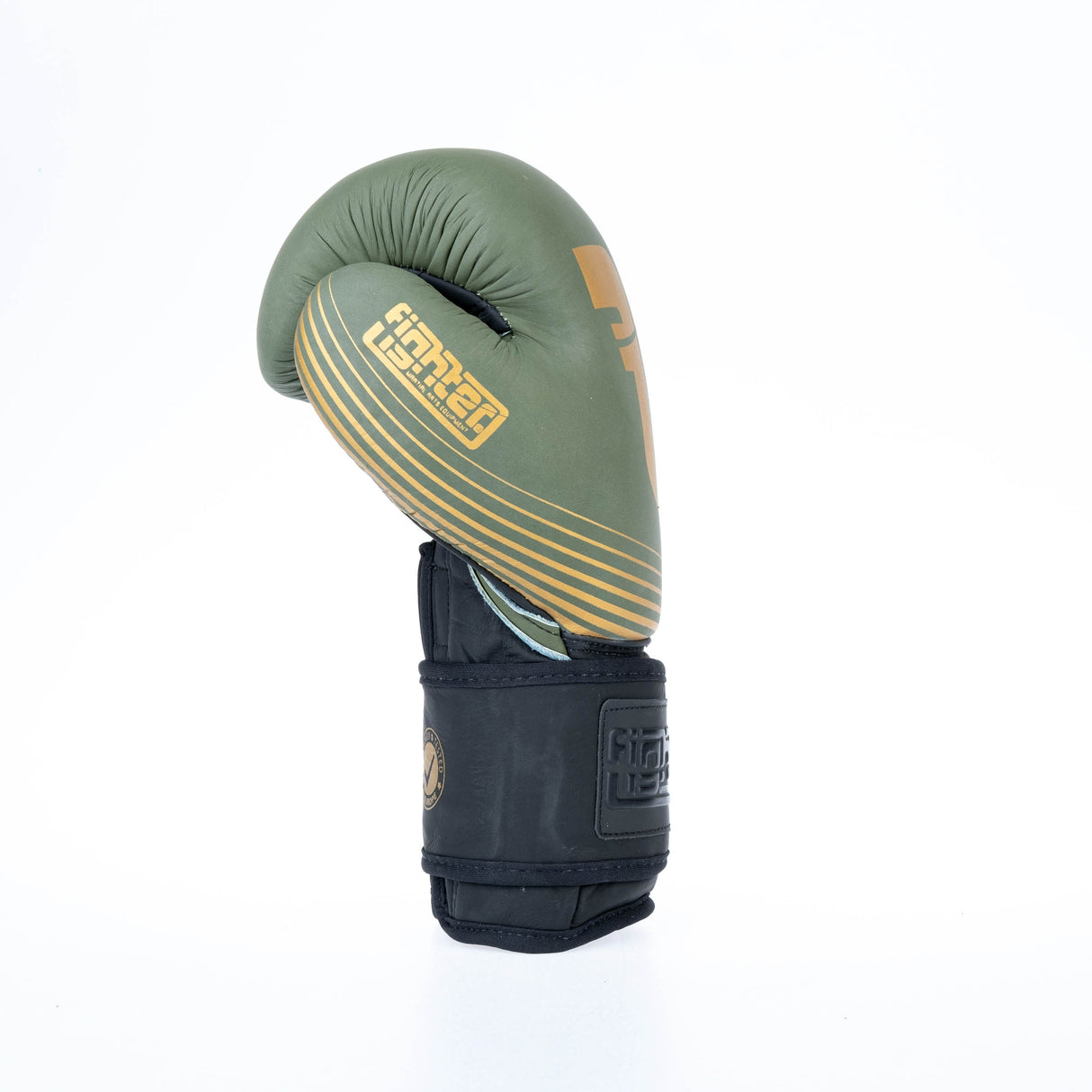 Boxerské rukavice Fighter SPLIT Stripes - khaki/zlatá