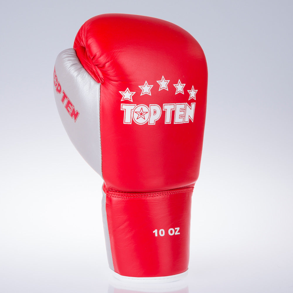 Top Ten boxerské rukavice Profi - červená/stříbrná, 20182-4210