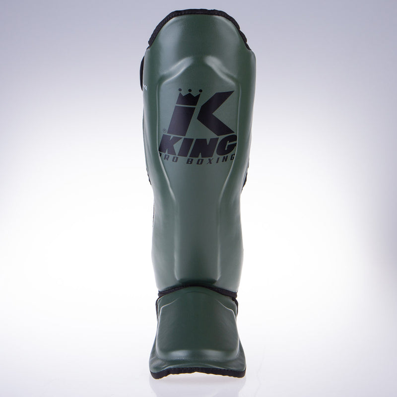 King Pro Boxing chrániče holení s nártem - Khaki, KPB/SG-4