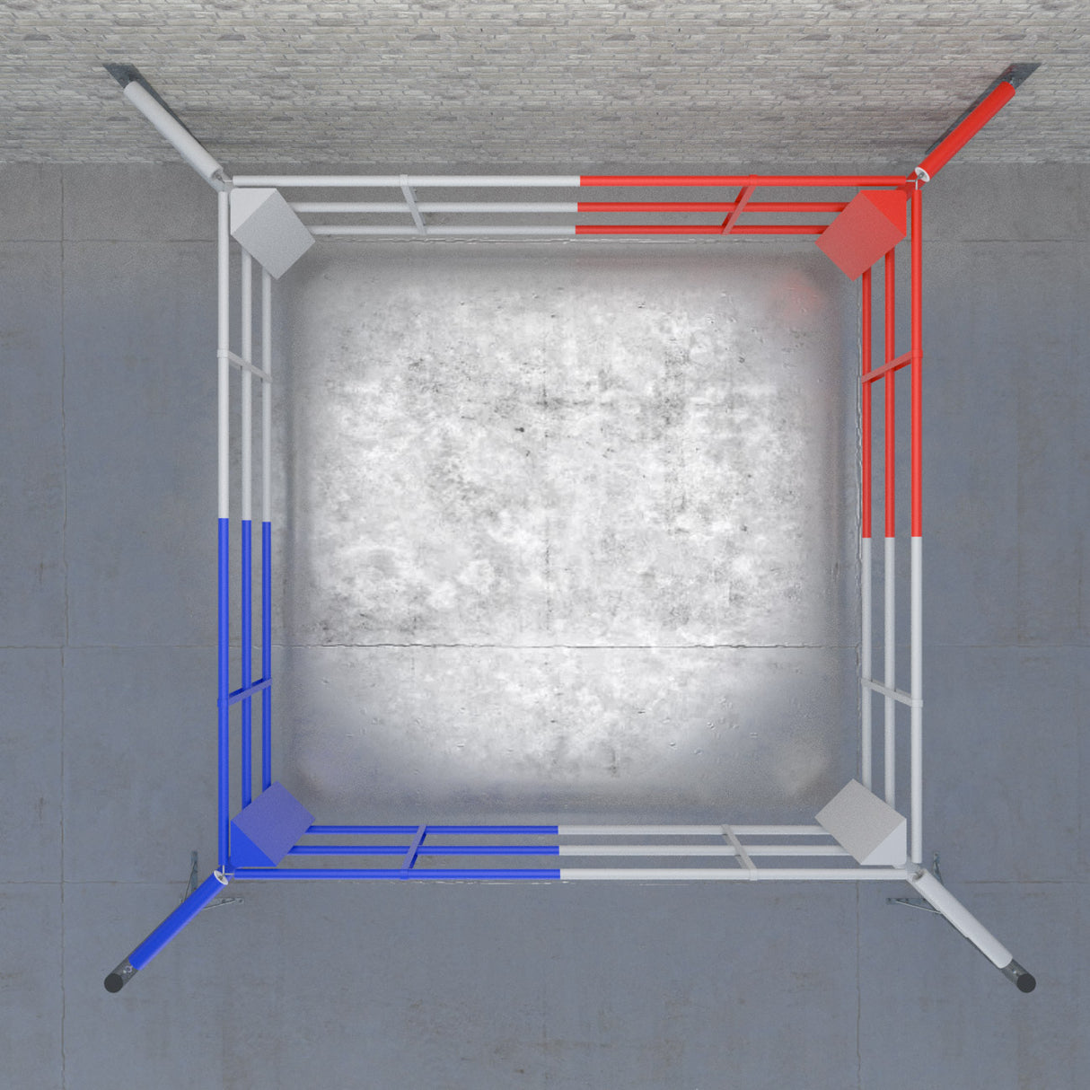 Podlahový tréninkový boxerský ring FIGHTER zeď II se 3 provazy, BRF-NF2W