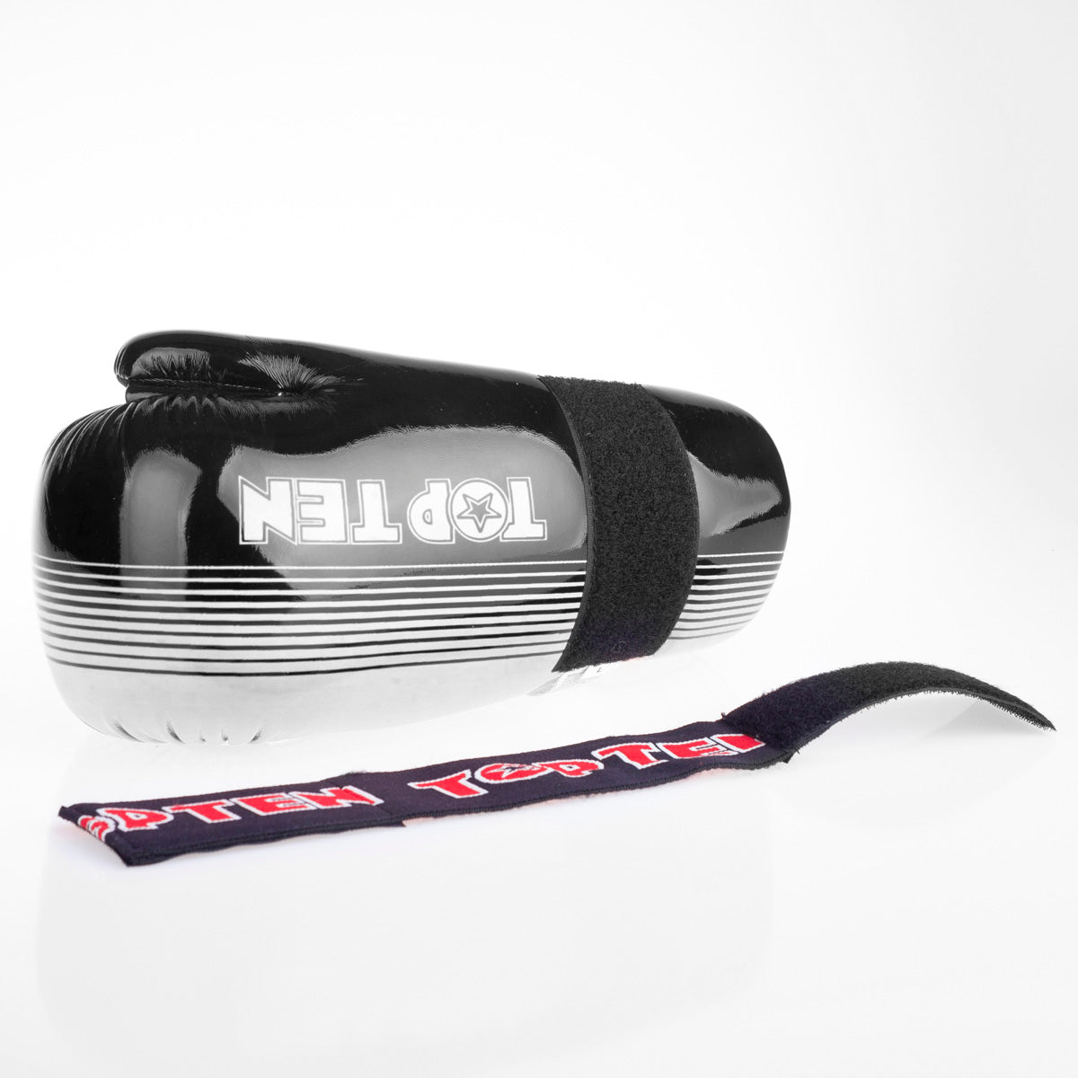 Otevřené rukavice Top Ten Glossy - černá/bílá, 2067-91LA