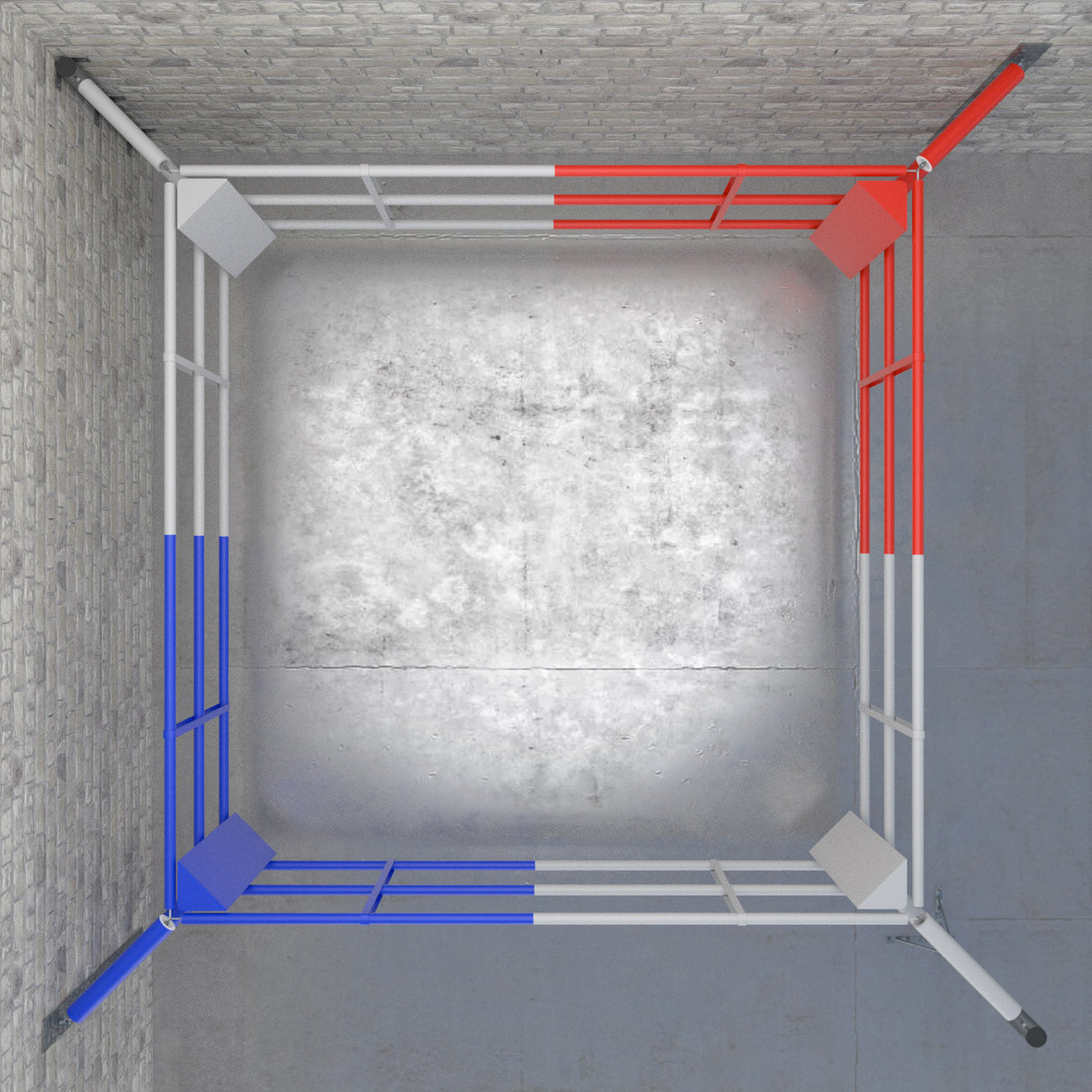 Podlahový tréninkový boxerský ring FIGHTER zeď se 3 provazy, BRF-NF3W