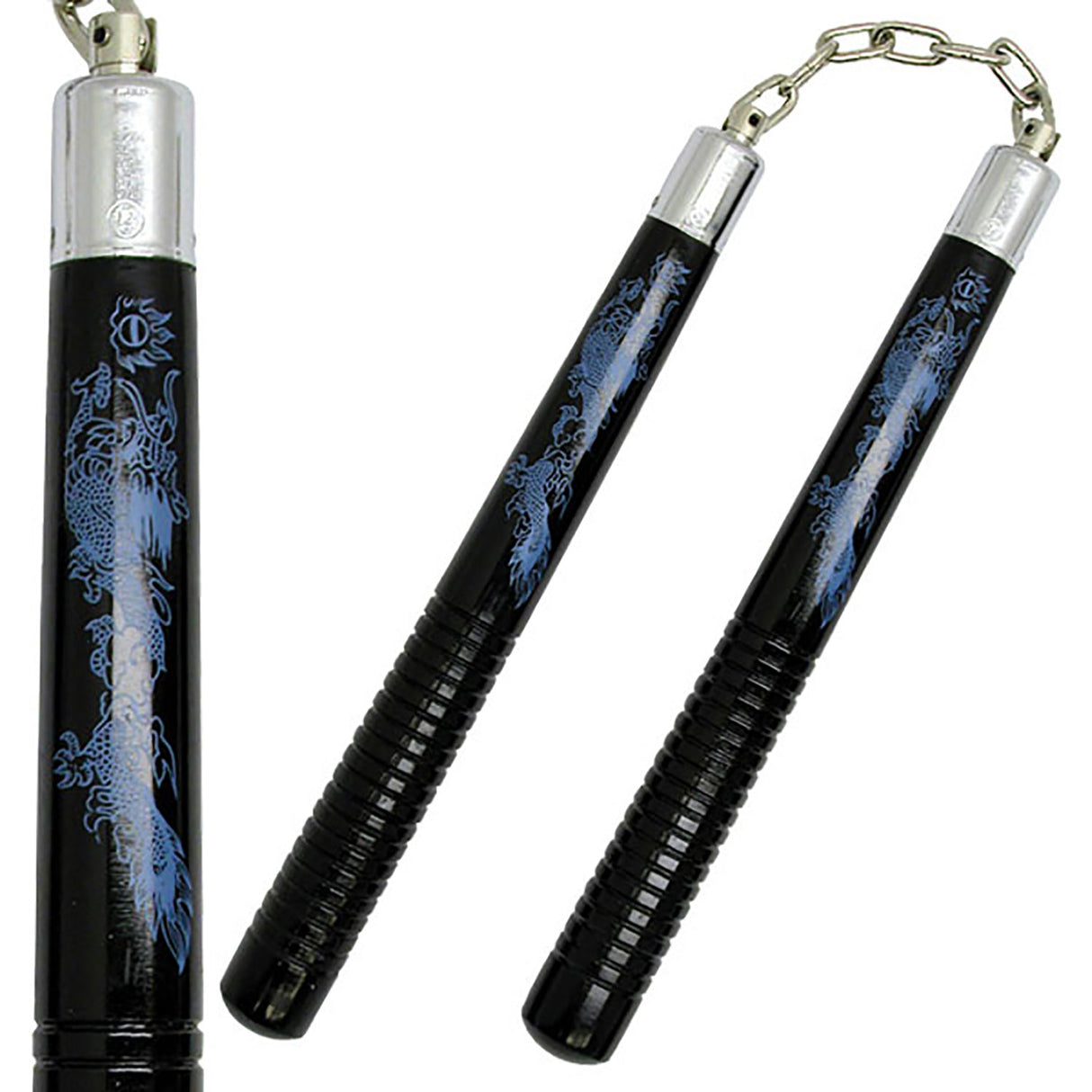 Nunchaku Overall vyřezávané - černá/modrá