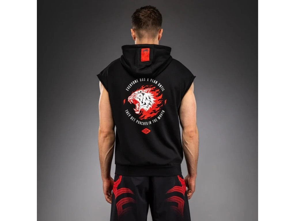 Mikina bez rukávů s kapucí Venum x Mike Tyson Tiger - černá/červená, VENUM-06035-100