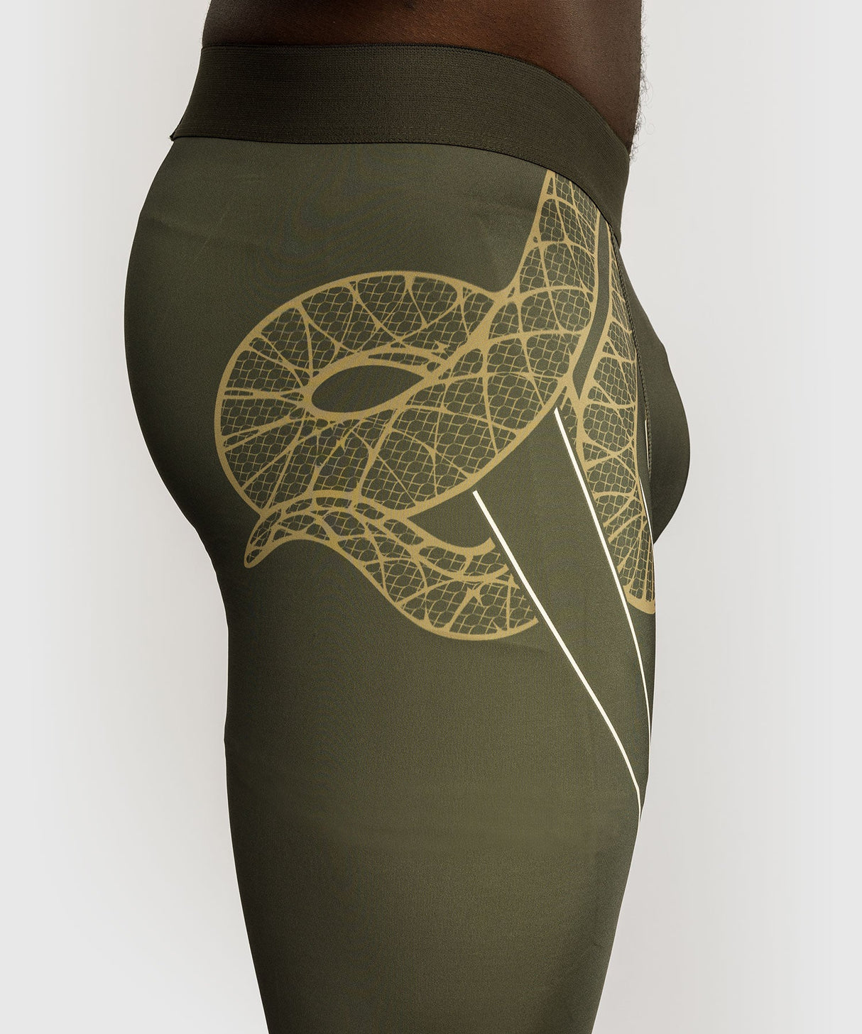 Venum Serpenti Pánské kompresní legíny - khaki/zlatá, VENUM-05752-590