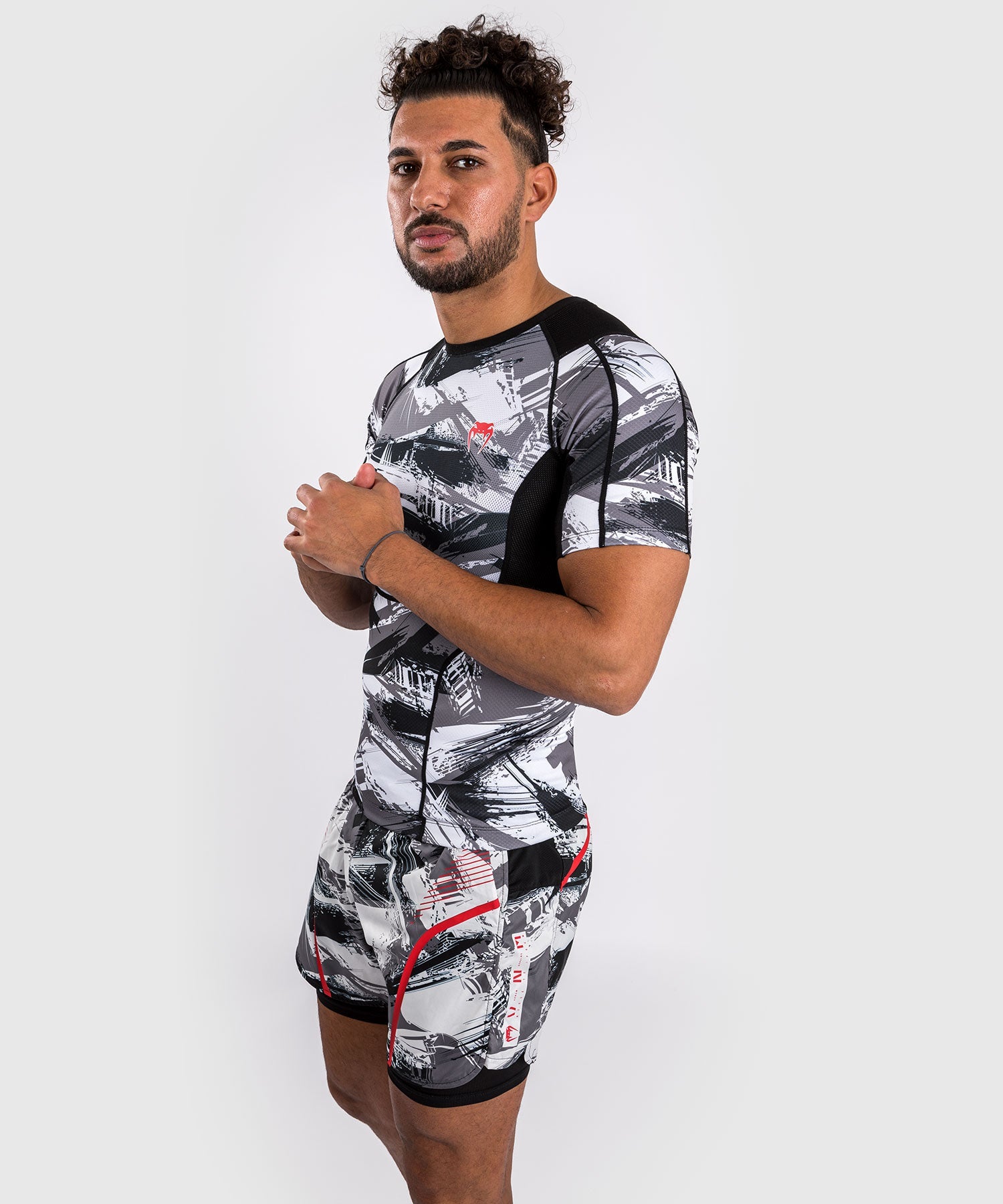 Venum rashguard s krátkým rukávem Electron 3.0 - šedá/červená, VENUM-04552-618