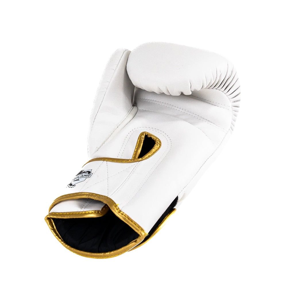 King Pro Boxing boxerské rukavice Pellis - bílá/zlatá, KPB/BGK-4