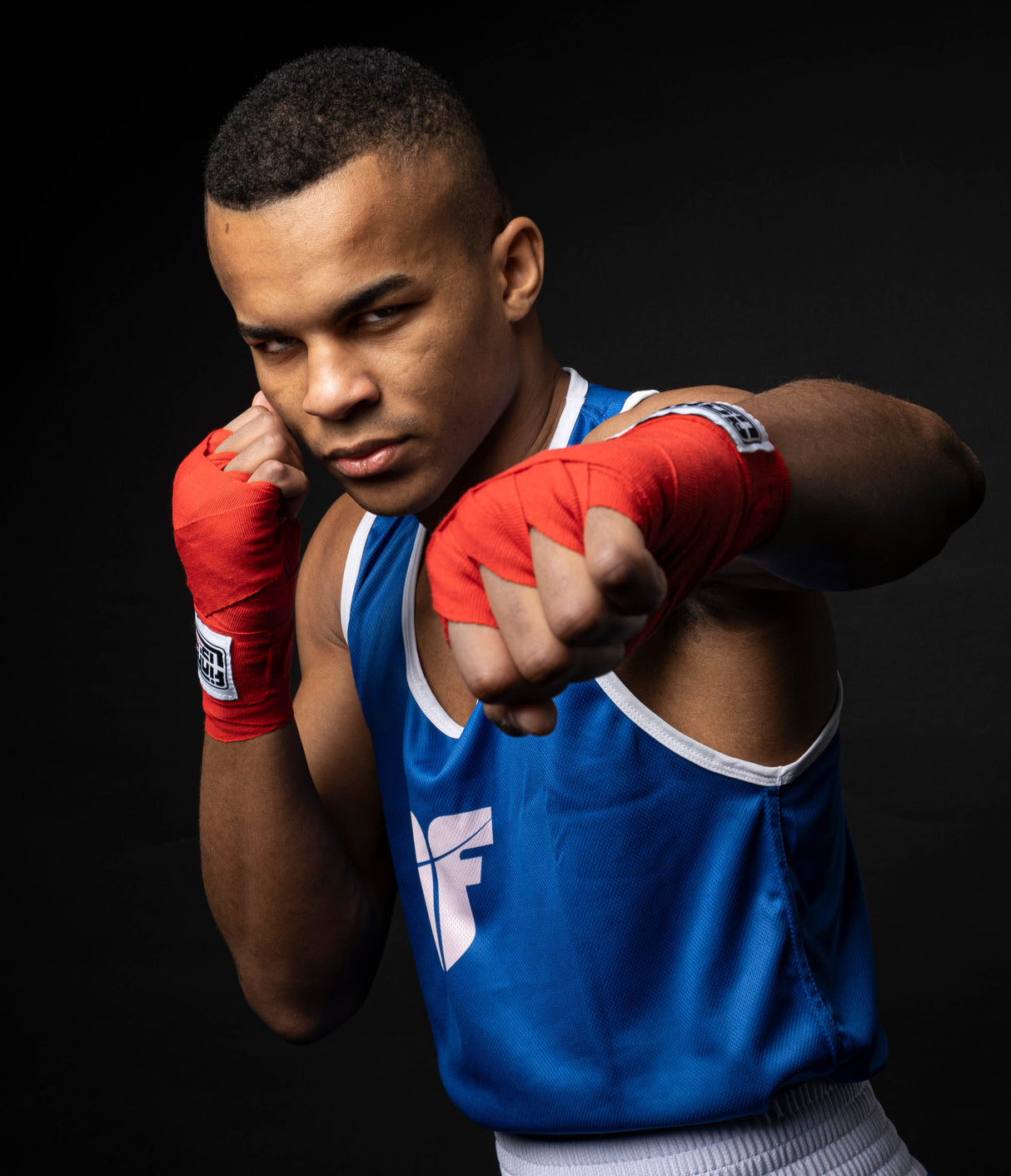 Fighter boxerský oboustranný dres tílko a trenky červená/modrá  RBSF-0304