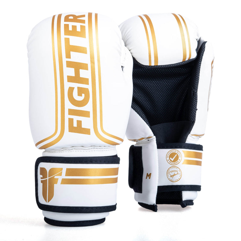 Otevřené rukavice Fighter Stripe - SGP Edice - bílá/zlatá