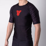 Fighter Rashguard s krátkým rukávem - černá/červená, RSG-PRO-SS-01