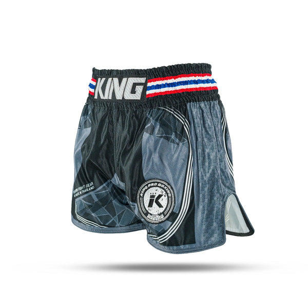 King Classic Muay Thai trenky - černá/šedá,  KPB FLAG 1