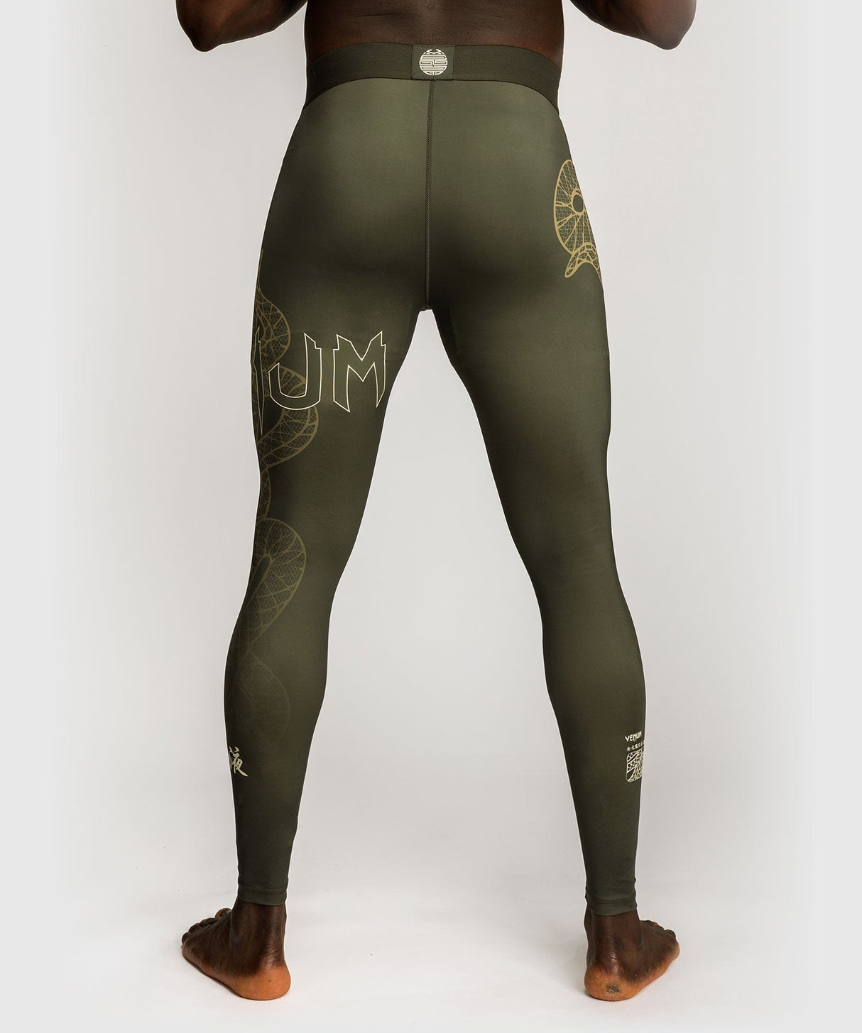 Venum Serpenti Pánské kompresní legíny - khaki/zlatá, VENUM-05752-590