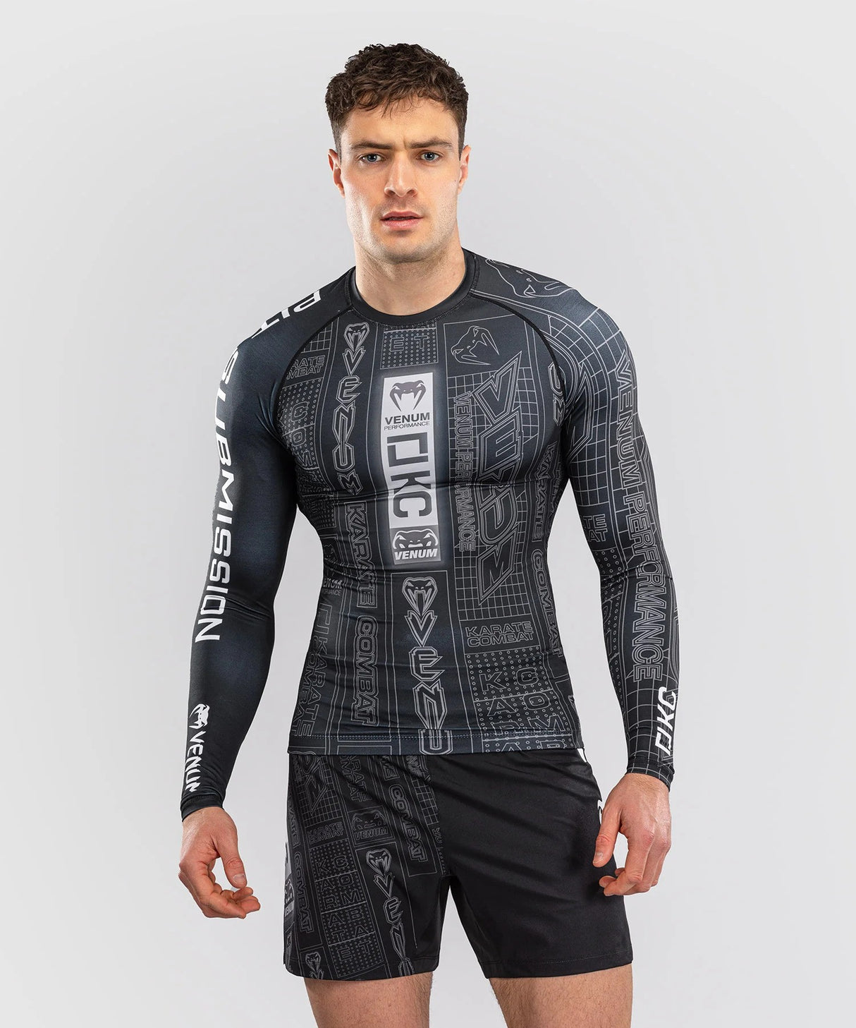 Rashguard s dlouhým rukávem Venum Karate Combat - černá/šedá, VENUM-06227-109