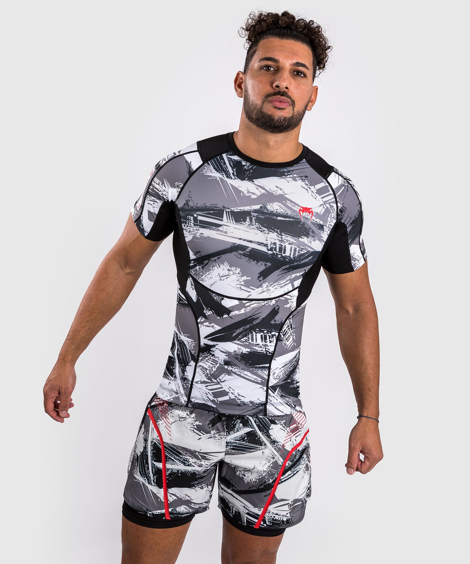 Venum rashguard s krátkým rukávem Electron 3.0 - šedá/červená, VENUM-04552-618