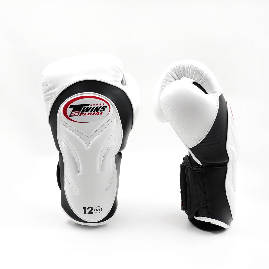 Rukavice Twins DeLuxe Sparring - bílá/černá, BGVL-6BW