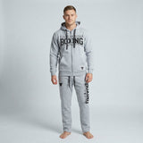 Mikina s kapucí Fighter na zip, potisk BOXING - šedá, F25HZBX-09
