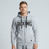 Tepláková souprava Fighter na zip, s potiskem BOXING - šedá