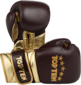 Boxerské rukavice Top Ten “Prestige”- hnědá/zlatá, 2747-8
