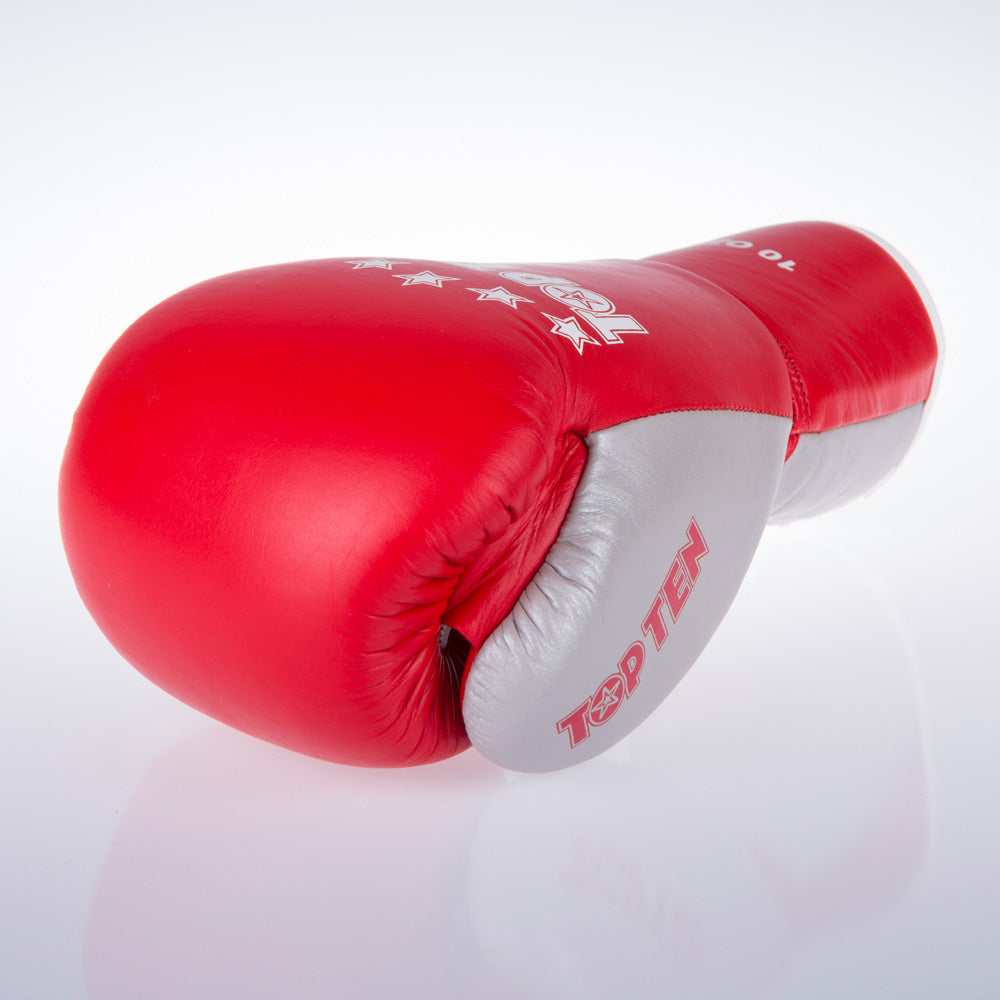 Top Ten boxerské rukavice Profi - červená/stříbrná, 20182-4210