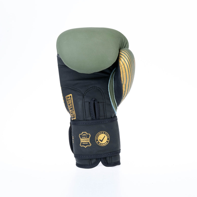 Boxerské rukavice Fighter SPLIT Stripes - khaki/zlatá