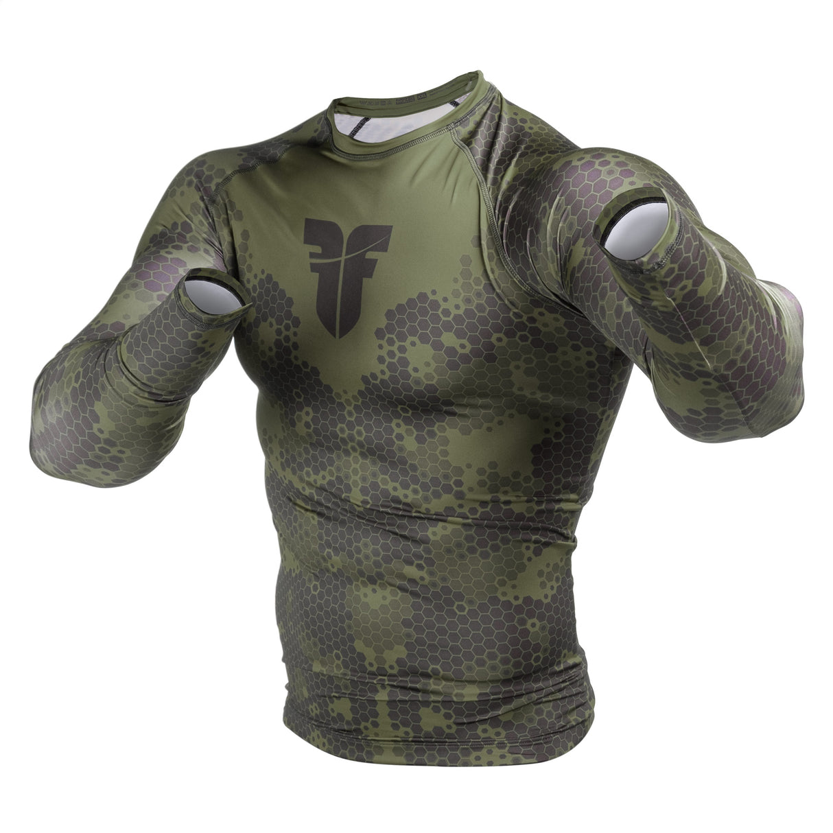 Rash guard Fighter - Honey Camo -zelená, FRG-16