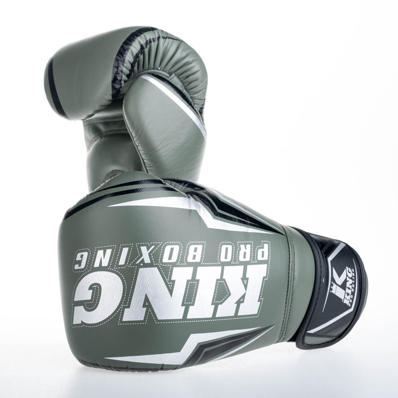 King Pro Boxing boxerské rukavice THOR - khaki/stříbrná